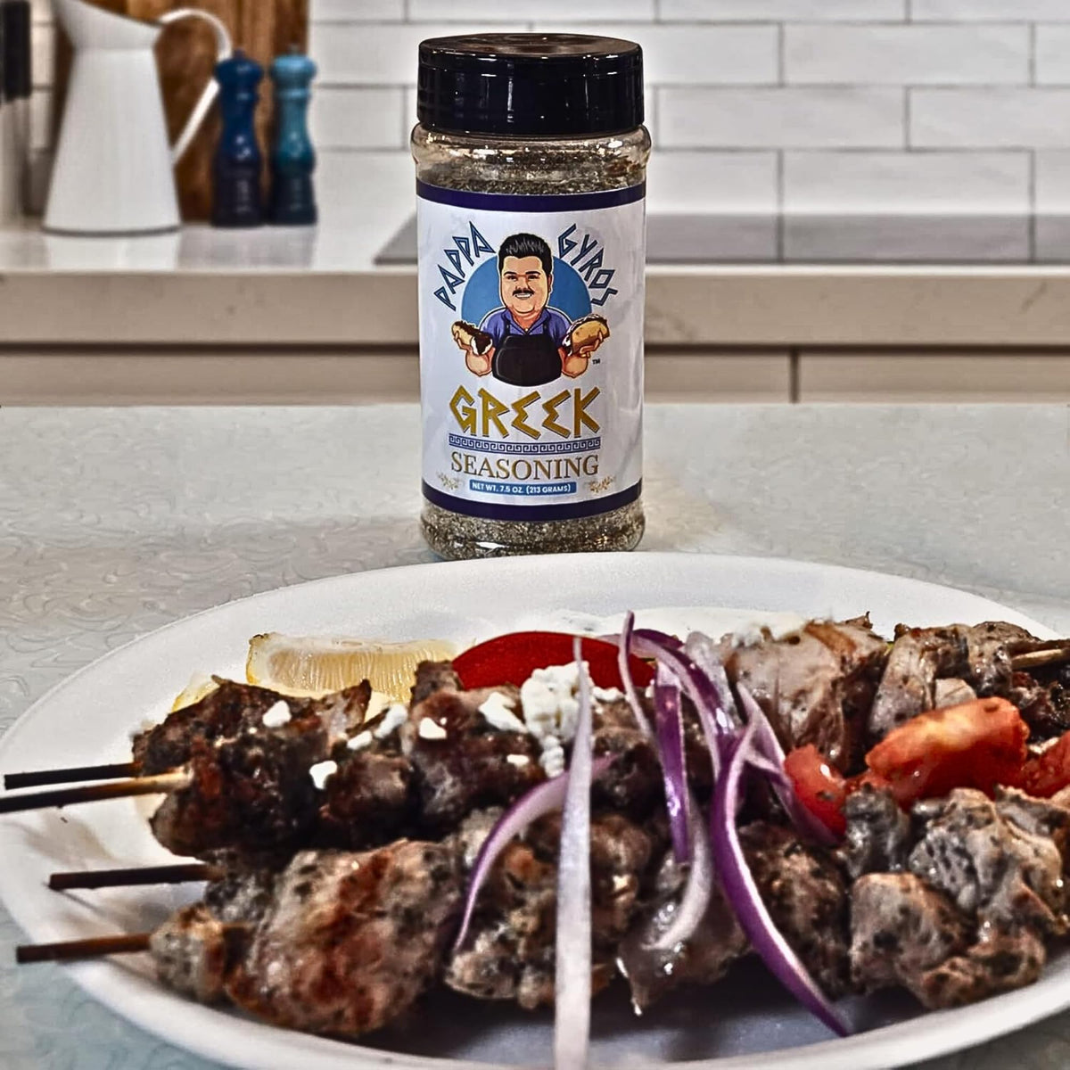 Five Star Seasonings Pappa Gyros No MSG seasoning with gluten-free label for clean, natural flavor.