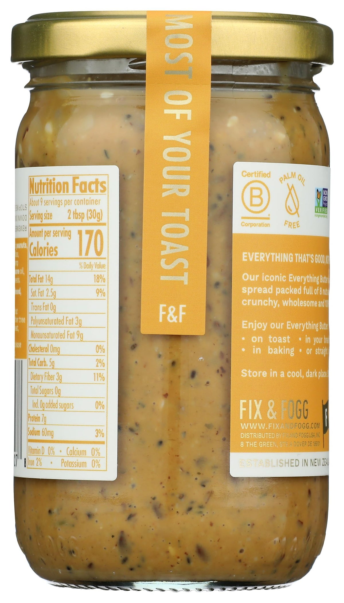 Everything Butter spread on toast showing creamy, crunchy texture and nutty notes.