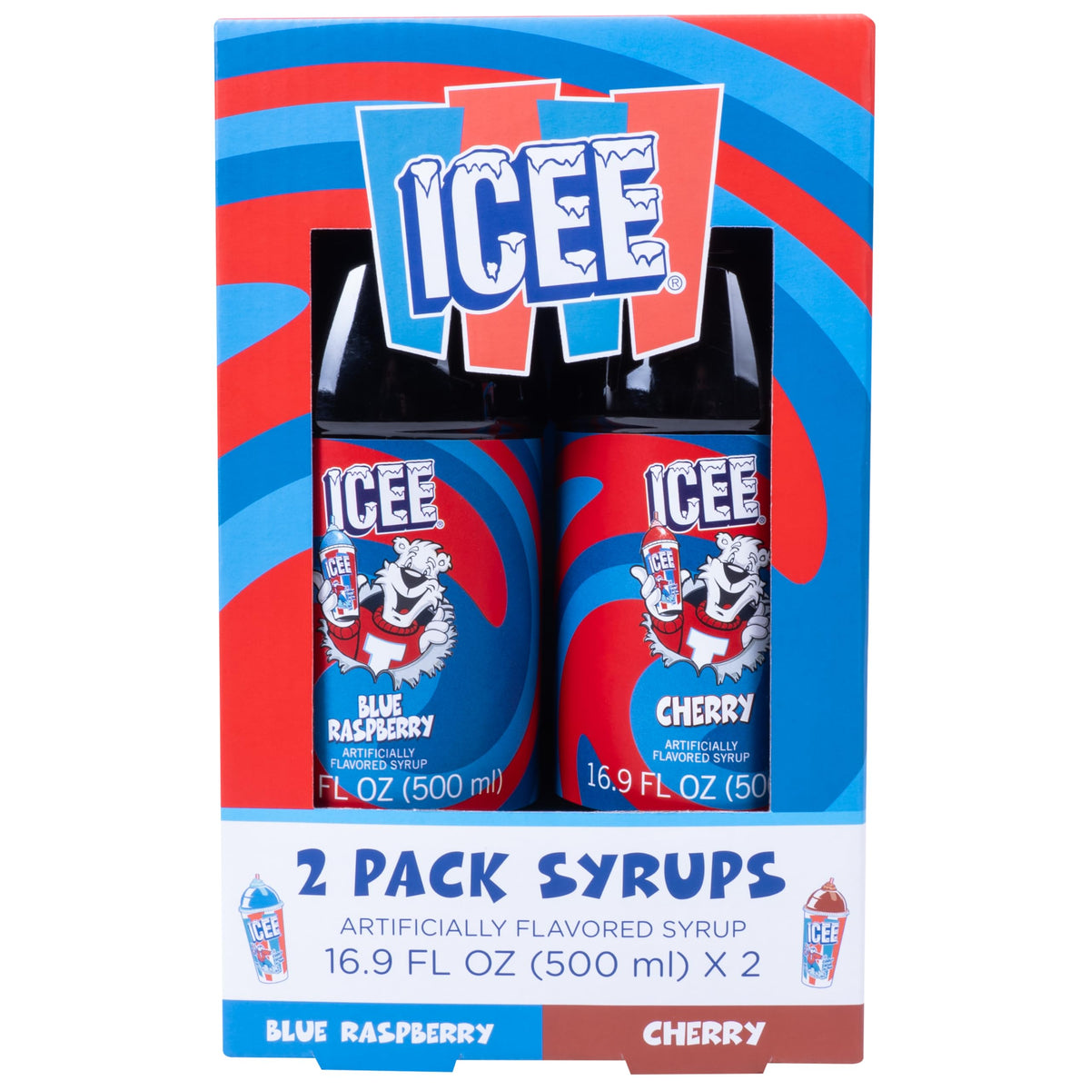 Fizz Creations Icee blue raspberry bottle front showing iconic flavor