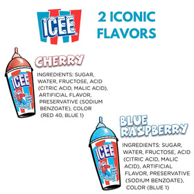 Fizz Creations Icee bottles pouring syrup into a measuring cup