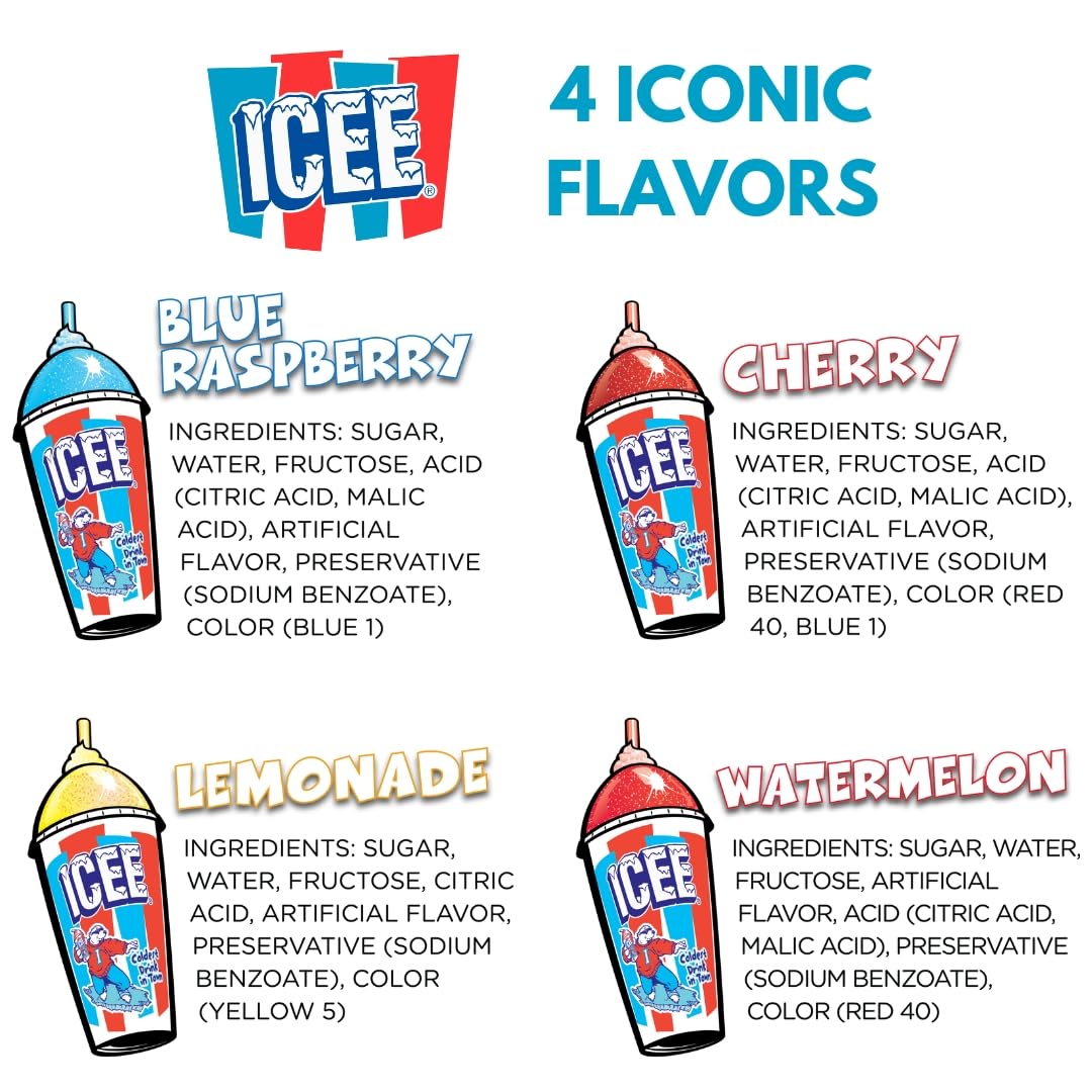 Fizz Creations ICEE Cherry syrup bottle perfect for frozen desserts and party drinks.