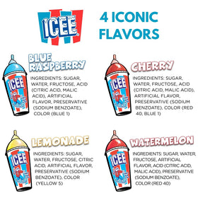 Fizz Creations ICEE Cherry syrup bottle perfect for frozen desserts and party drinks.