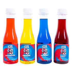 Fizz Creations ICEE Lemonade syrup bottle enhances tangy snow cones and beverages.