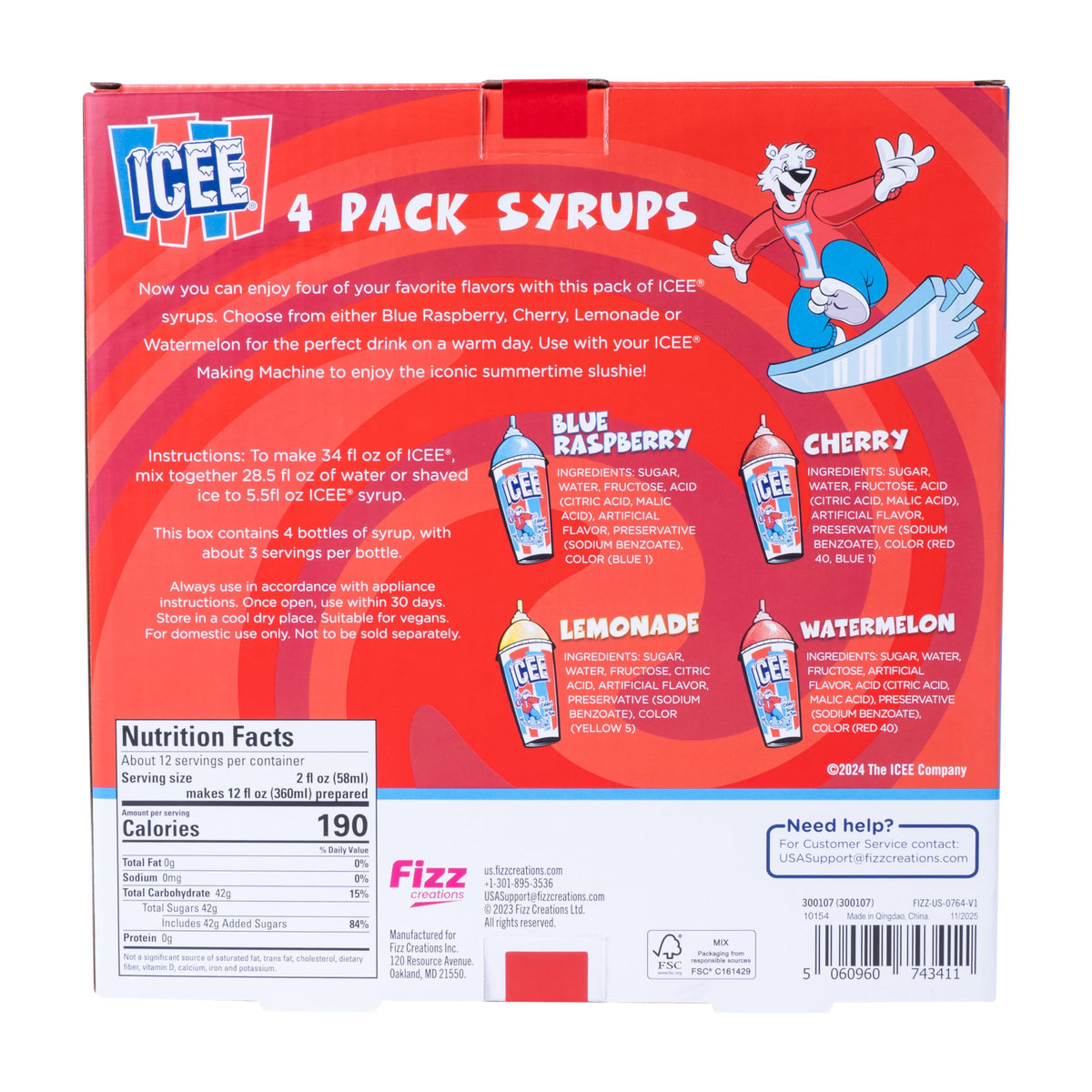 Fizz Creations ICEE snow cone prep ready to serve.