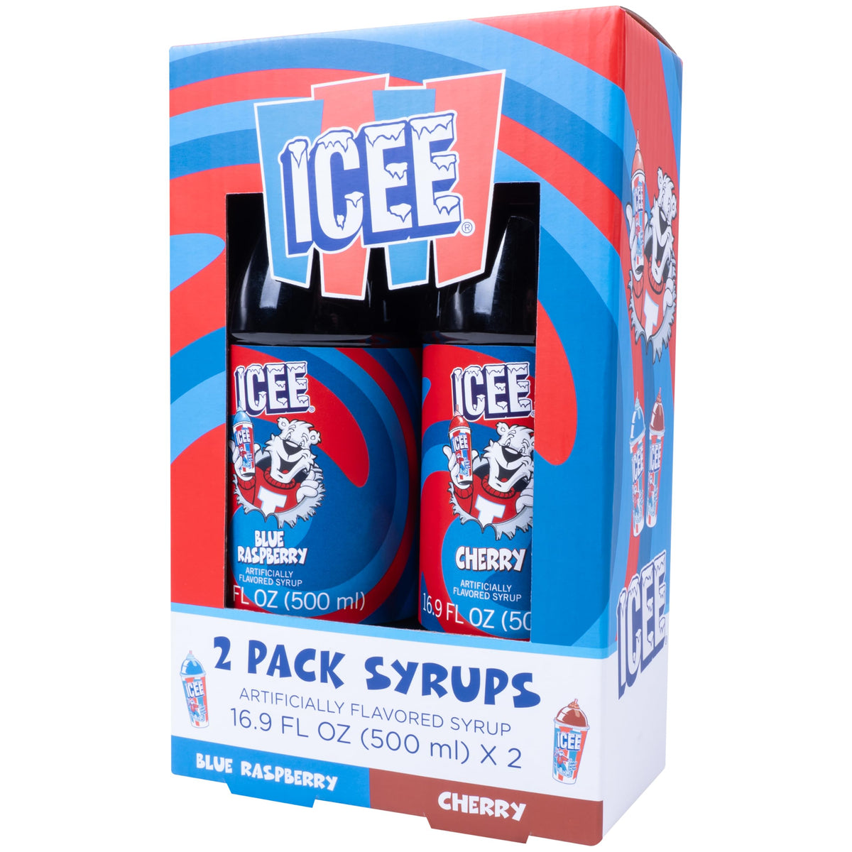 Fizz Creations Icee snow cone with blue syrup drizzle