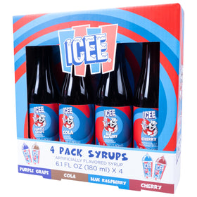 Fizz Creations ICEE syrups on a kitchen counter for family fun.