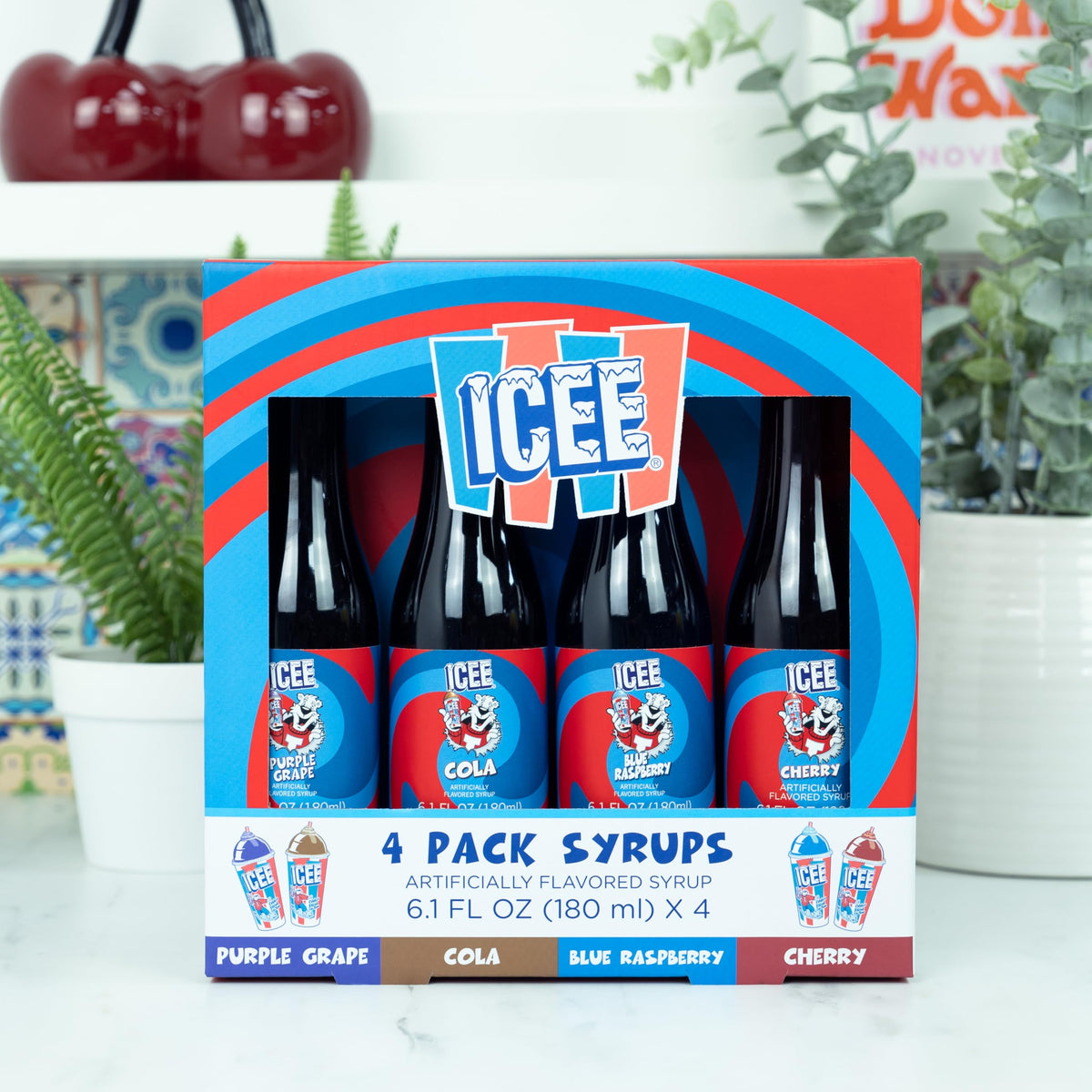 Fizz Creations ICEE syrup in machine-ready setup for quick slushies.