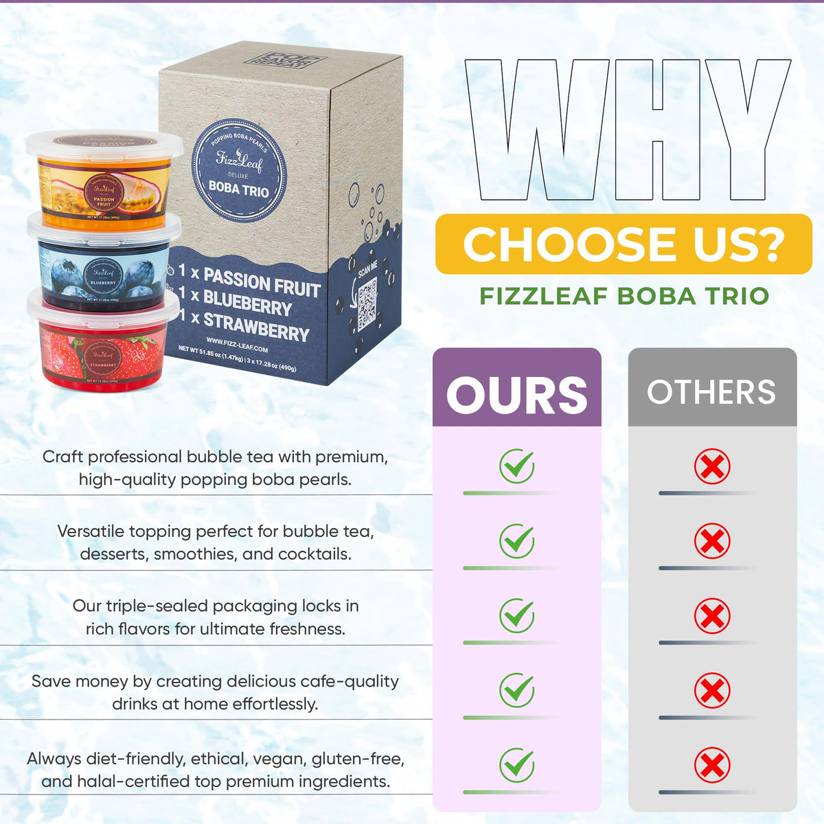 Fizzleaf variety pack three flavors, ideal for gifting.