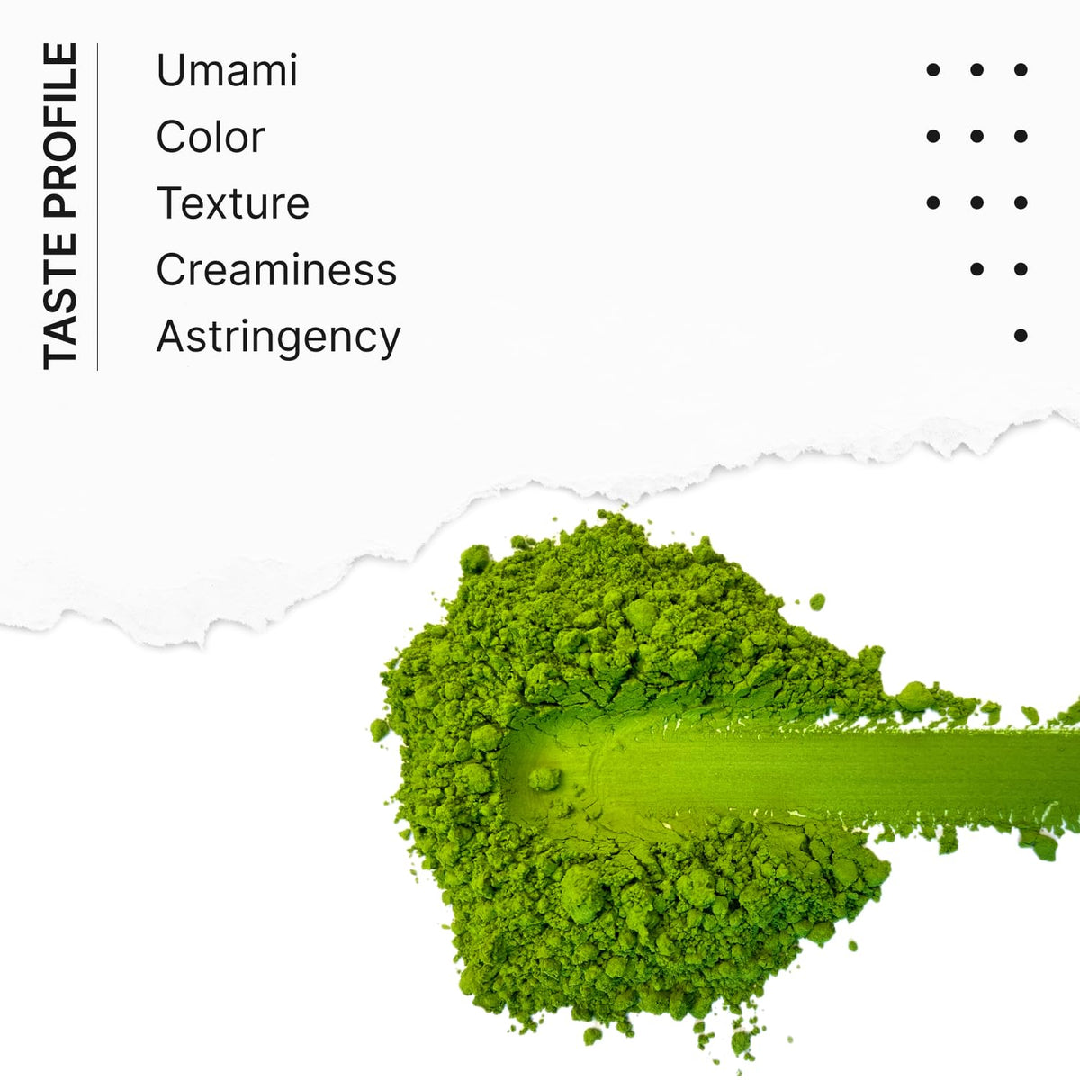 FKRO Okumidori matcha powder close-up reveals creamy umami notes.