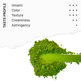 FKRO Okumidori matcha powder close-up reveals creamy umami notes.
