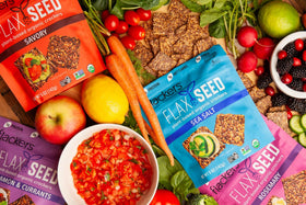 Flackers gluten-free crackers nutrition panel highlighting gluten-free nourishment