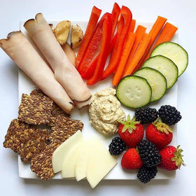 Flackers four-pack display in pantry for quick snacking