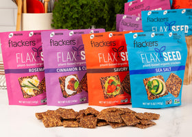 Flackers organic flax seed crackers close-up showing crisp texture