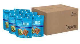Flackers Organic Sea Flax Seed Crackers in a six-pack, gluten-free and high-fiber.