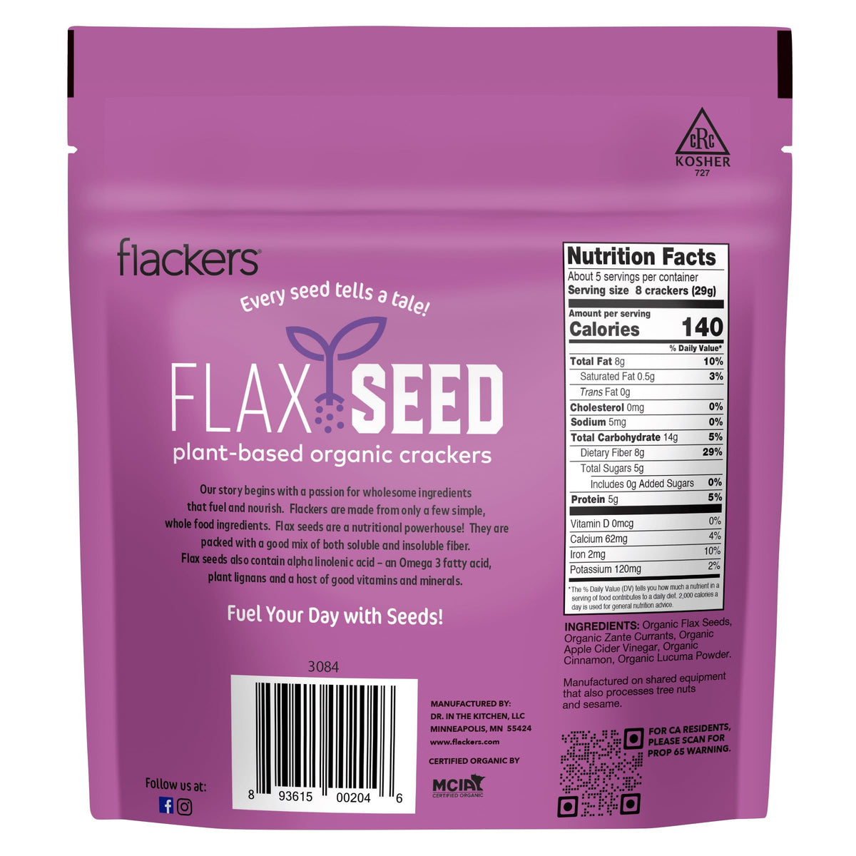 Flackers 4-pack display crackers-on-shelf-sharing supporting portion control
