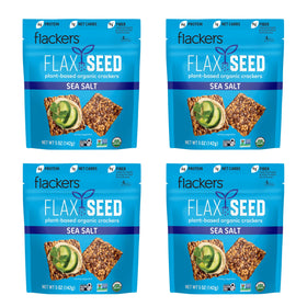Flackers sea salt flax crackers pack—crunchy keto-friendly snack.