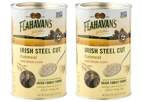 Flahavan's Irish Steel Cut Oats 2-pack tins ready for a hearty breakfast
