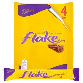 Cadbury Flake UK packaging highlights authenticity and a shareable four-bar box.