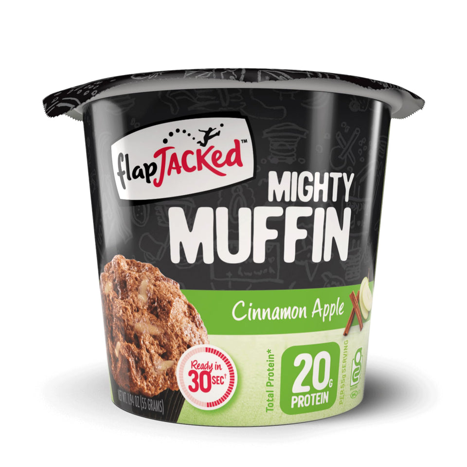 FlapJacked Mighty Muffins Cinnamon Apple pack: protein-rich breakfast option on-the-go