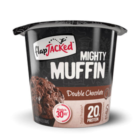 FlapJacked Mighty Muffins gluten-free double chocolate pack with protein boost.