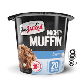 FlapJacked Mighty Muffins served on plate with coffee, versatile breakfast idea.