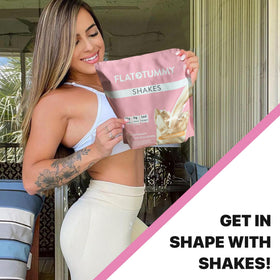 Flat Tummy Shakes Vanilla nutrition panel highlights zero sugar.