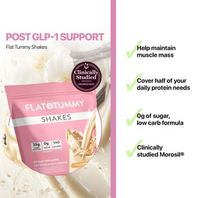 Flat Tummy Shakes Vanilla serving scoop ready for post GLP-1 use.