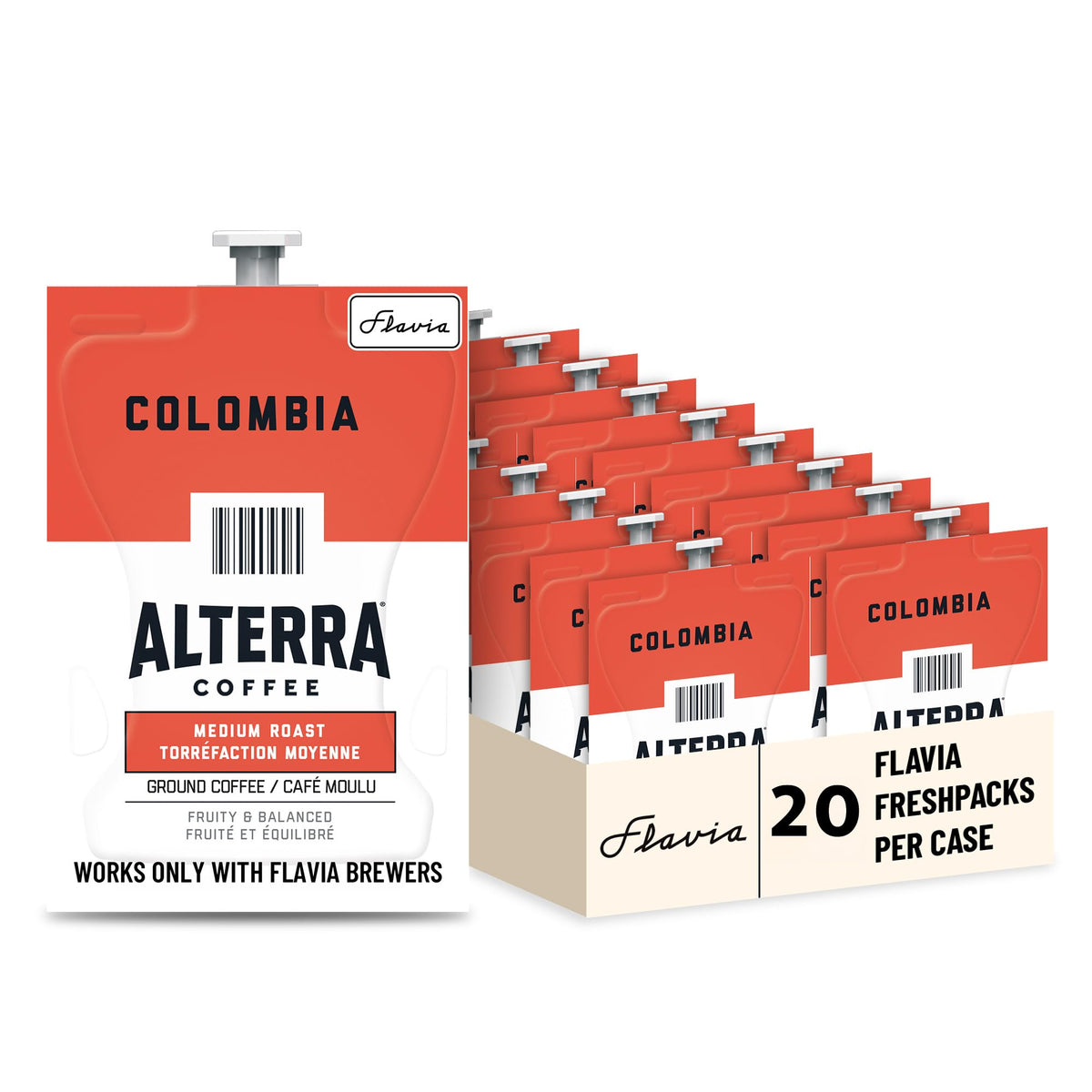 Flavia Alterra Colombia 20-count fresh packs for quick single-serve brewing