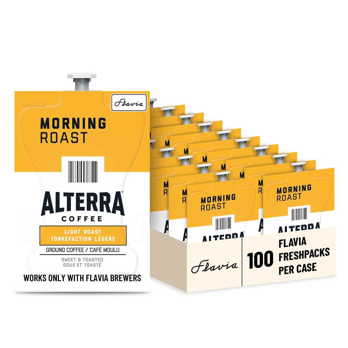 Flavia Alterra Morning Roast Freshpacks front-pack view for quick restocking