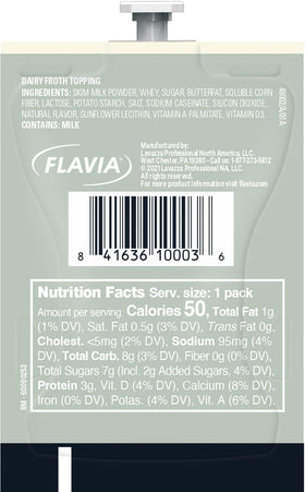 Flavia Alterra Real Milk Froth latte foam being poured