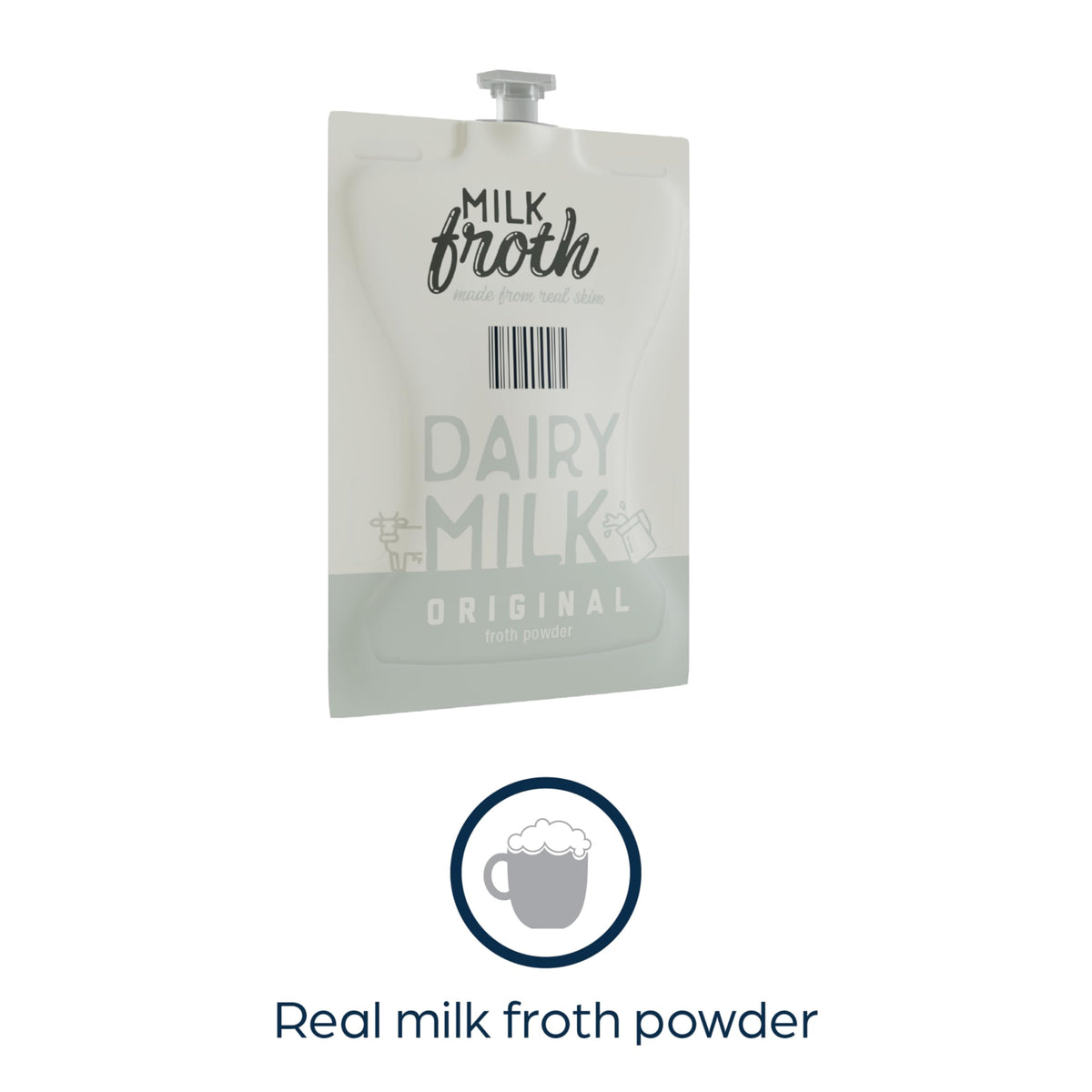 Preparing latte with Flavia Alterra Real Milk Froth in a Flavia brewer for quick, creamy texture.