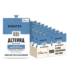 Flavia Alterra Sumatra Freshpacks box for easy, bold coffee preparation.