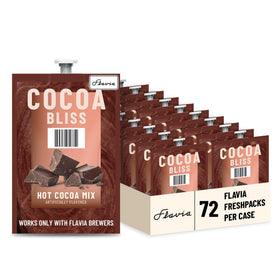 Flavia Cocoa Bliss freshpack case ready for quick hot chocolate in Flavia brewers