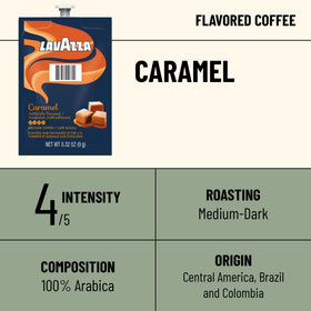 Case collection of Flavia Lavazza Caramel Freshpacks for easy bulk office use