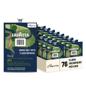 Box of Flavia Lavazza Decaf Freshpacks for convenient office brewing.