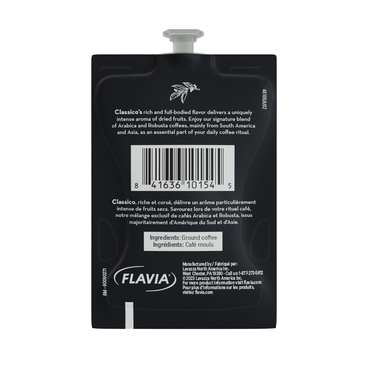 Flavia Lavazza Dolcevita Classico packaging highlighting 3/5 intensity for full-bodied taste.