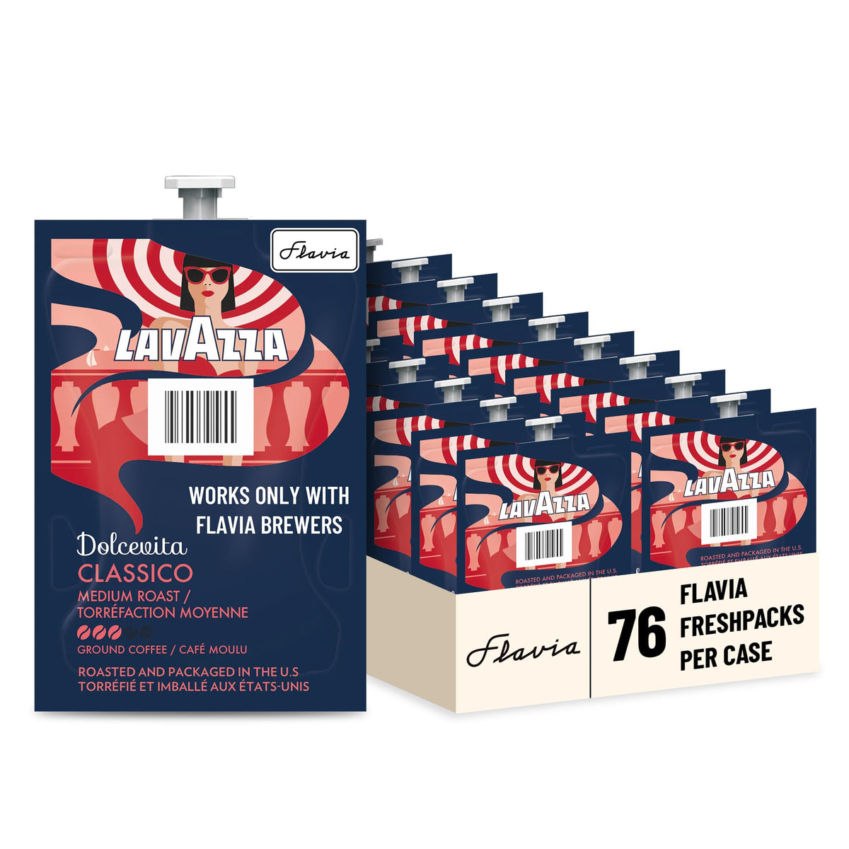 Flavia Lavazza Dolcevita Classico Freshpack 76-pack ready for quick, rich single-serve coffee.