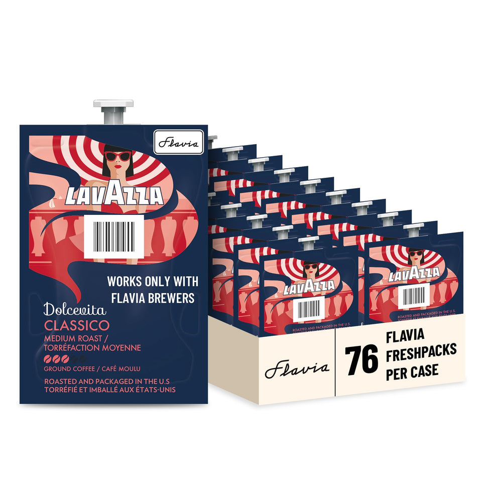 Flavia Lavazza Dolcevita Classico Freshpack 76-pack ready for quick, rich single-serve coffee.