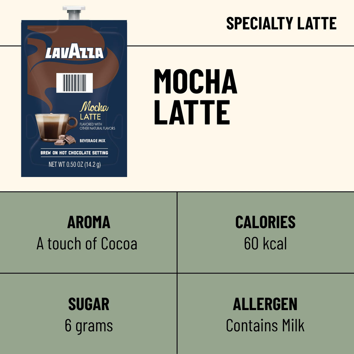 Action shot of Flavia Lavazza Mocha Latte Freshpack brewing for pure pack-to-cup flavor.