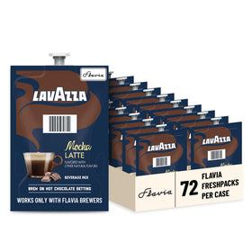 Flavia Lavazza Mocha Latte Freshpack close-up showing rich crema for a cafe-style latte.