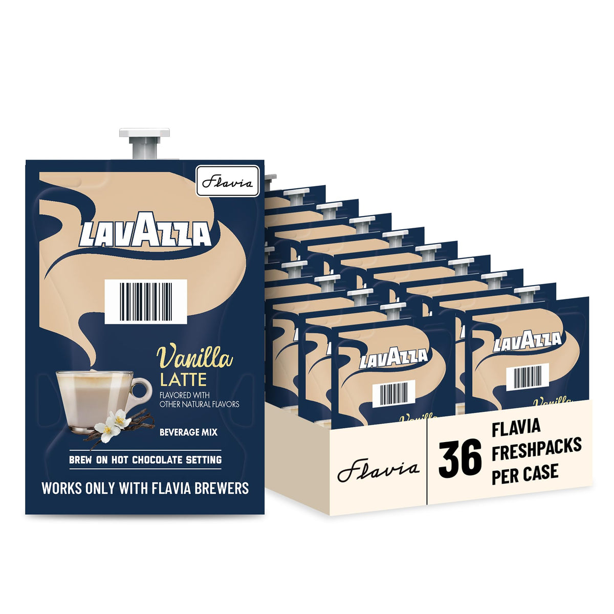 Flavia Lavazza Vanilla Latte Freshpack box ready for brewing.