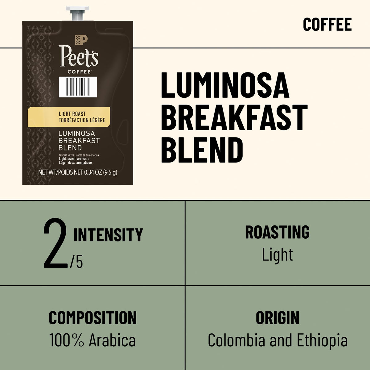 Flavia Peet's Coffee Colombia Luminosa in a Flavia brewer setup.