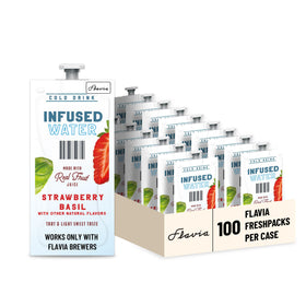 Flavia strawberry-basil-infused-water freshpack collection for quick cold drinks.