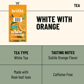 Flavia White Tea with Orange Freshpack in a steaming cup for quick brew.