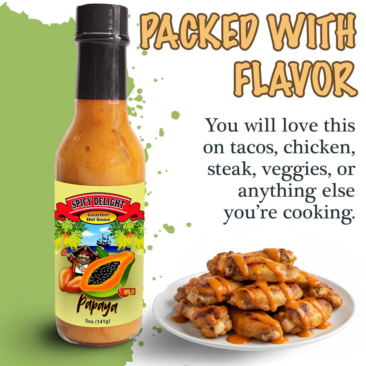 Flavor Pirate Spicy Delight pizza-slice pairing adds vibrant flavor to pizza.