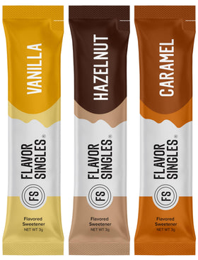 Flavor Singles caramel packet delivers dessert-like sweetness in coffee.