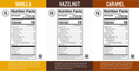 Vegan and gluten-free certification icons on Flavor Singles packaging.
