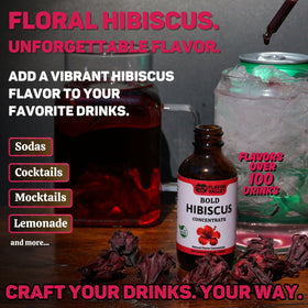 Flavor Valley Hibiscus Concentrate dropper cap showing precise dosing for consistent results.