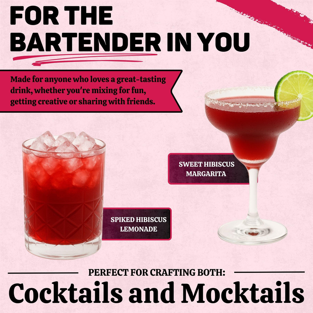 Flavor Valley Hibiscus Concentrate mixed into a lemony drink garnished with citrus.