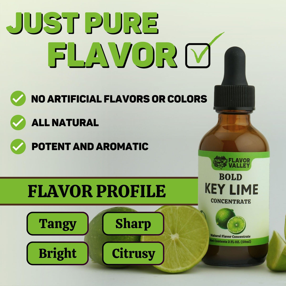 Glass with sample of Flavor Valley Key Lime Concentrate reflecting vibrant lime aroma.